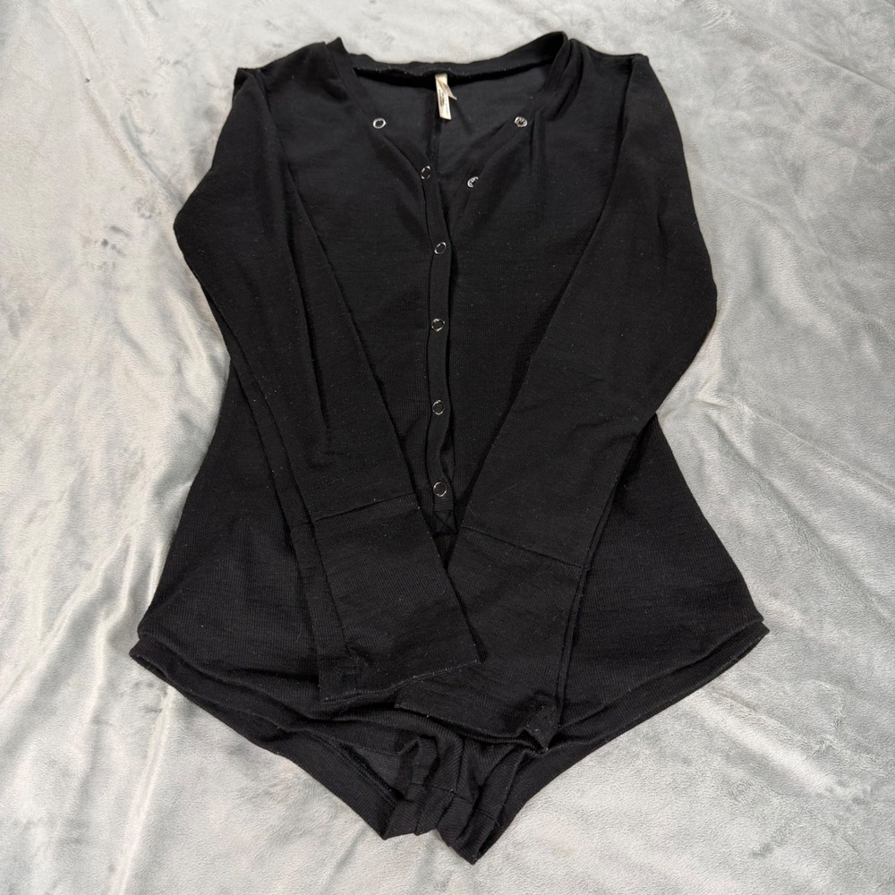 ROMA Confidential Snap Out Of It V Front Long Sleeve Black Romper Size S/M